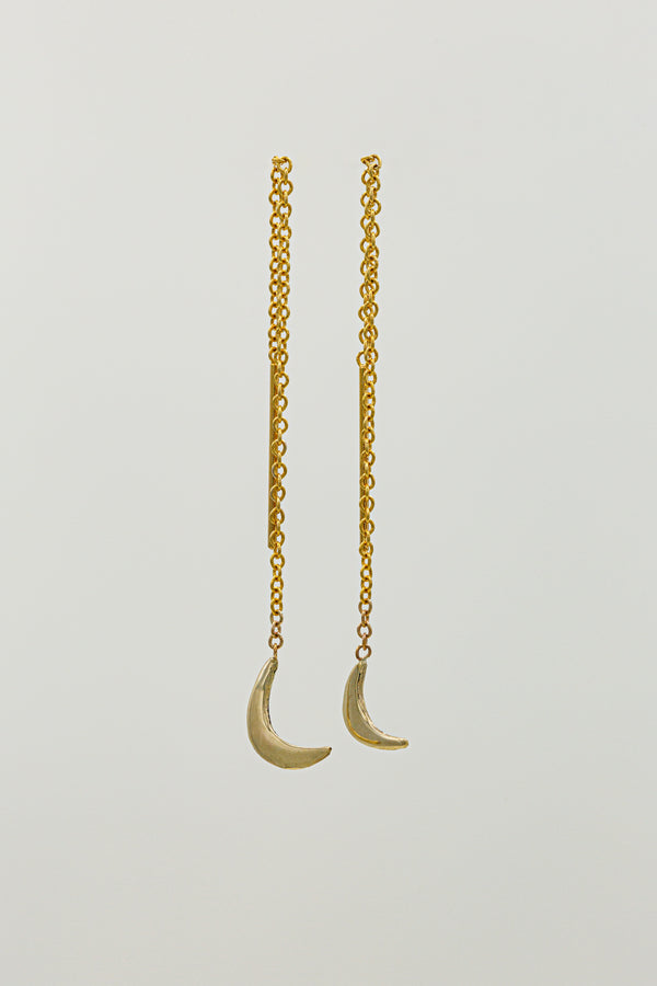 Moon + Arrow 10KT Gold Threader Earrings