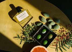 A bottle of Bergamia Fiele Fragrances, extracted from plants and crafted from raw materials from around the world