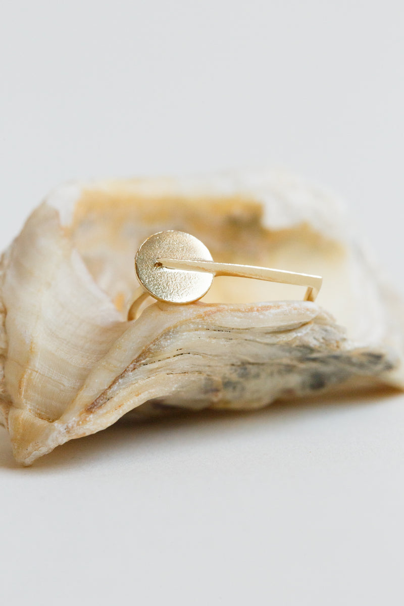 Lio + Linn moonshine ring made of 14K Recycled gold and Sterling Sliver