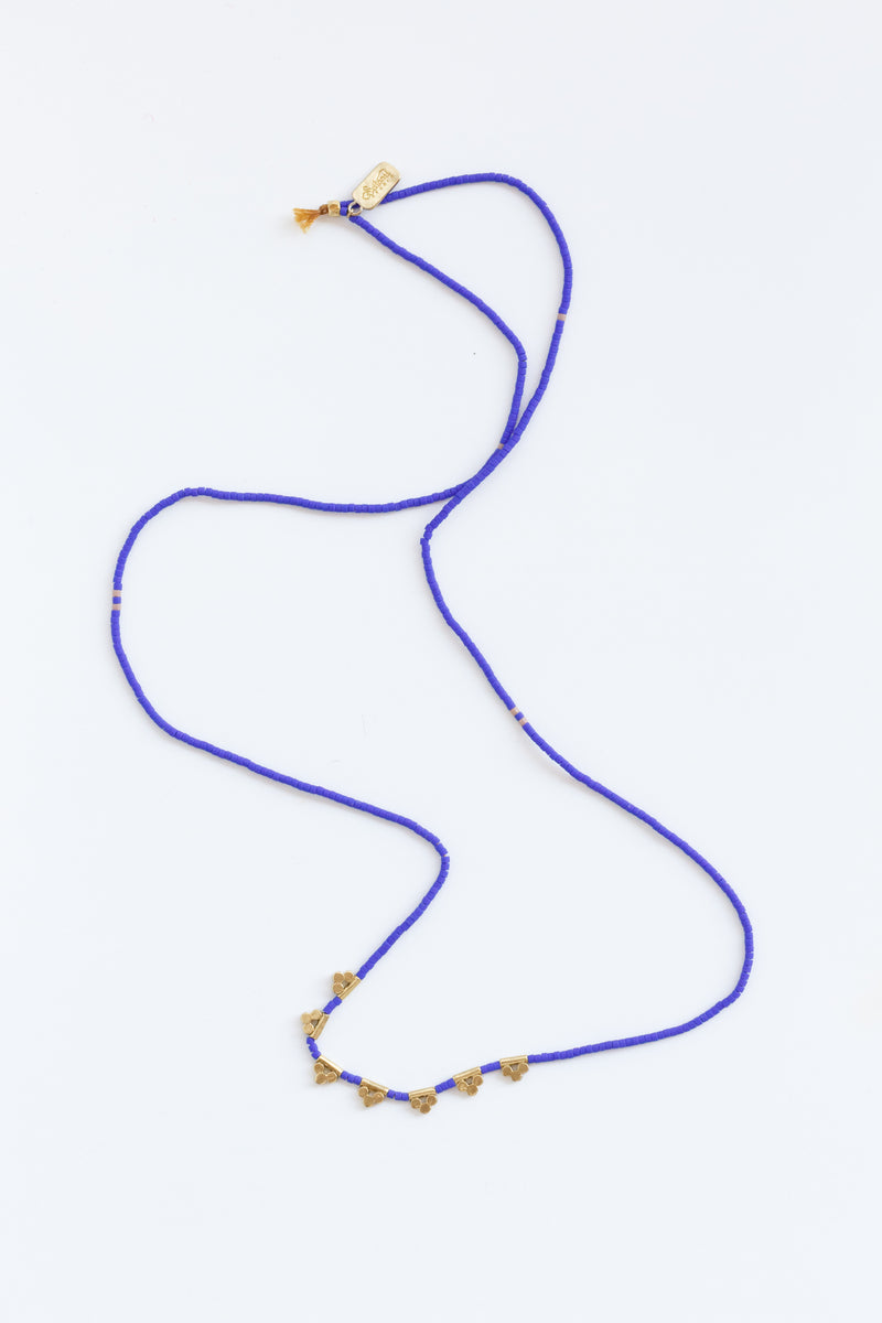 Blue Satomi Lucky Loop Glass Beaded Necklace
