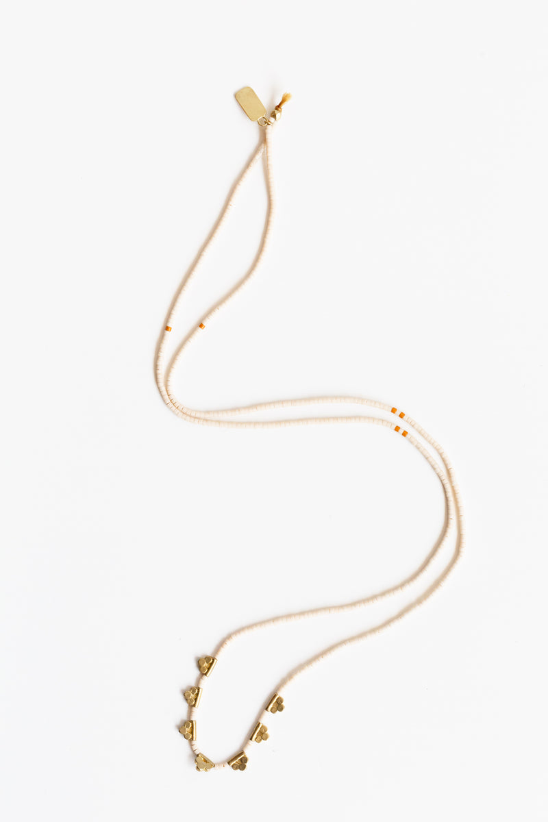 Beige Satomi Lucky Loop Glass Beaded Necklace