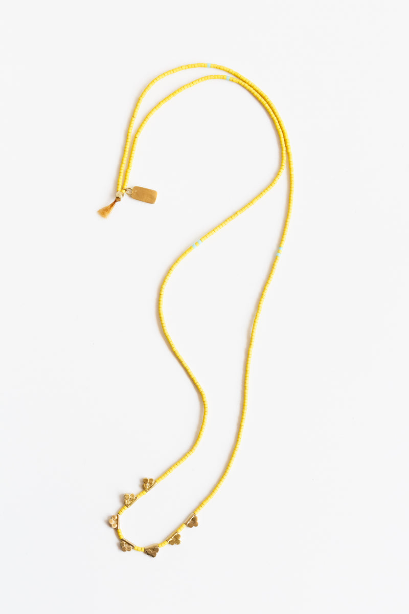 Yellow Satomi Lucky Loop Glass Beaded Necklace