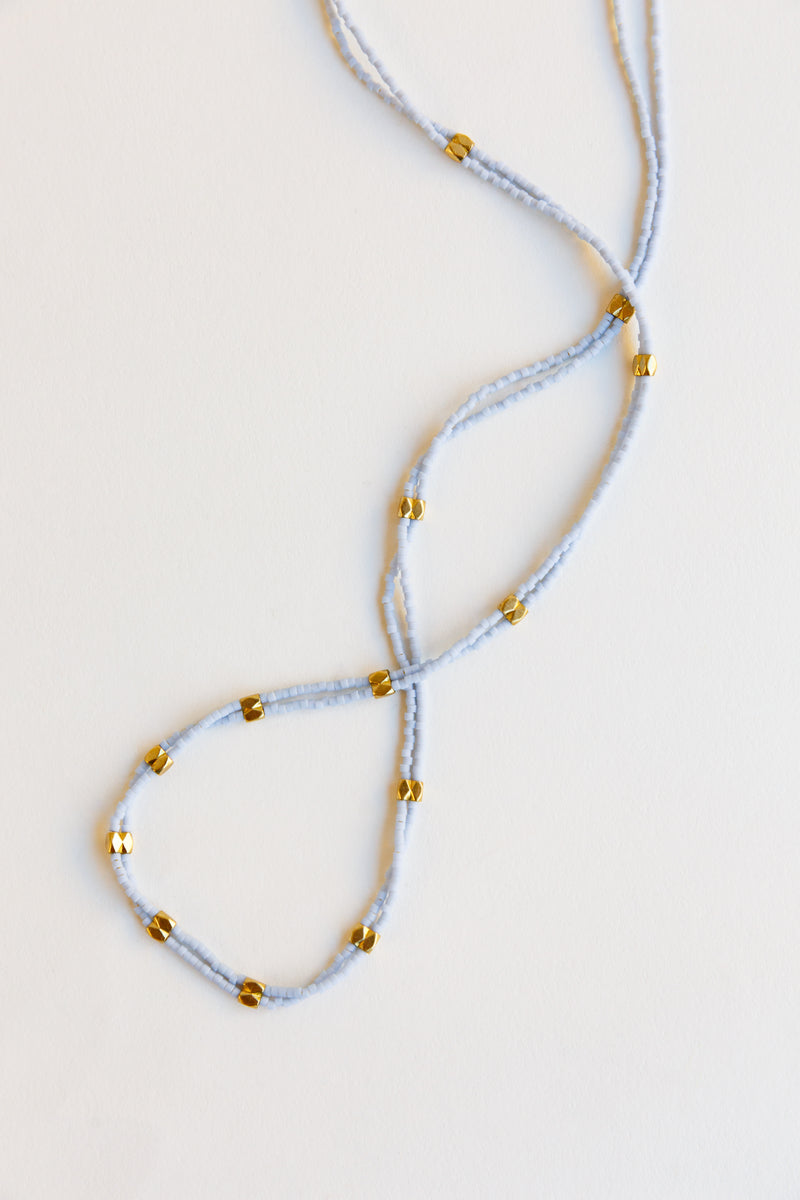 Pale Blue Satomi Double Strand Necklace