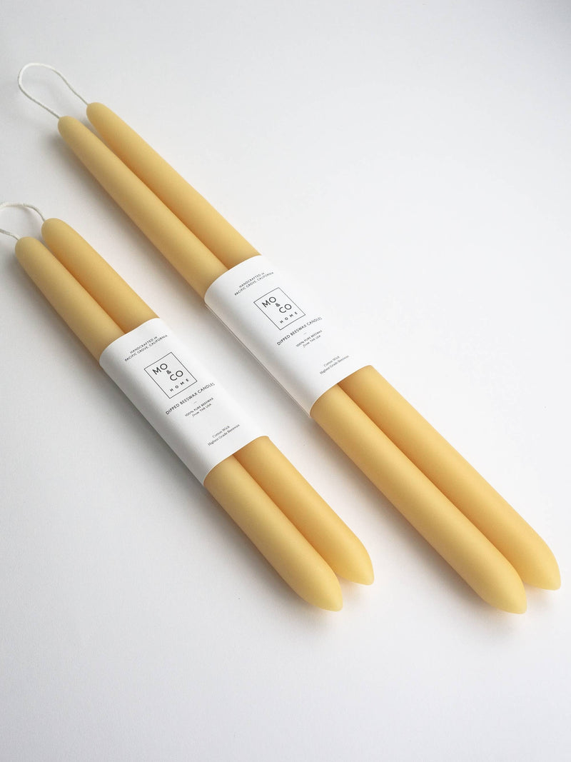 Mo&Co Home - 10" & 14" - 100% Beeswax Dipped Candles | Natural Gold