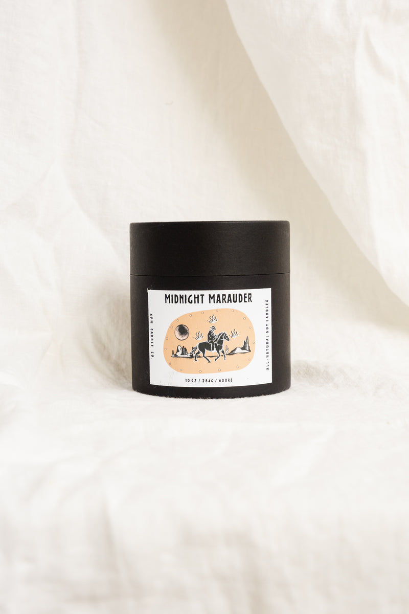 Image of 6pm Candle scent, Midnight Marauder, in it's box.