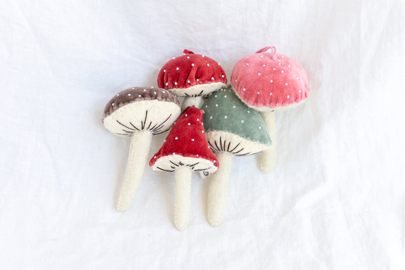 Fiona Walker Velvet Mushroom Ornament