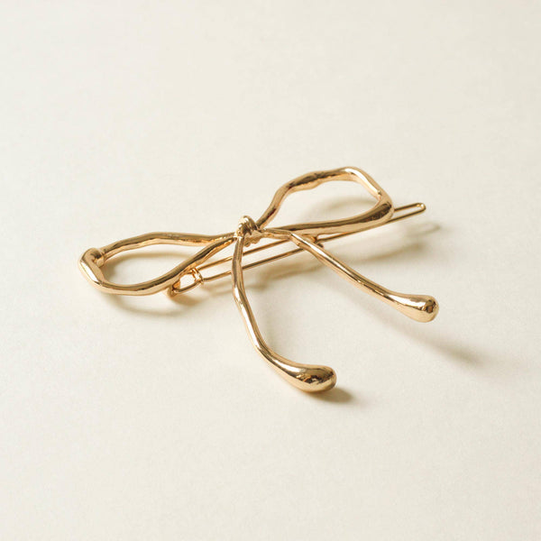 nar'sha - Metal Bow Barrette Hair Clip | Gold