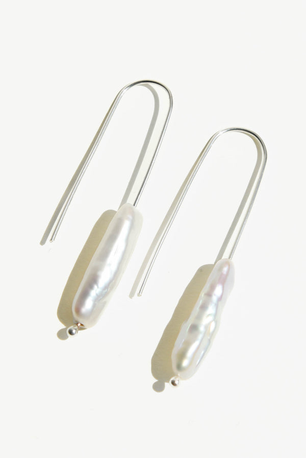 Moon + Arrow long freshwater pearl drops