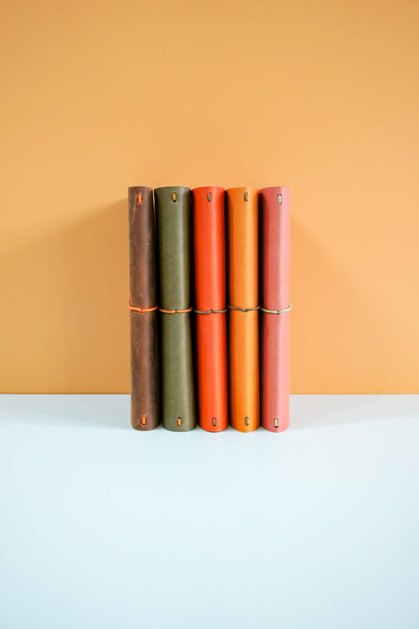 Fin Studio - Pastel Colours Leather Journal Cover / Handmade Cover