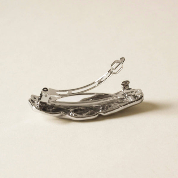 nar'sha - Textured Metal Barrette Hair Clip | Silver