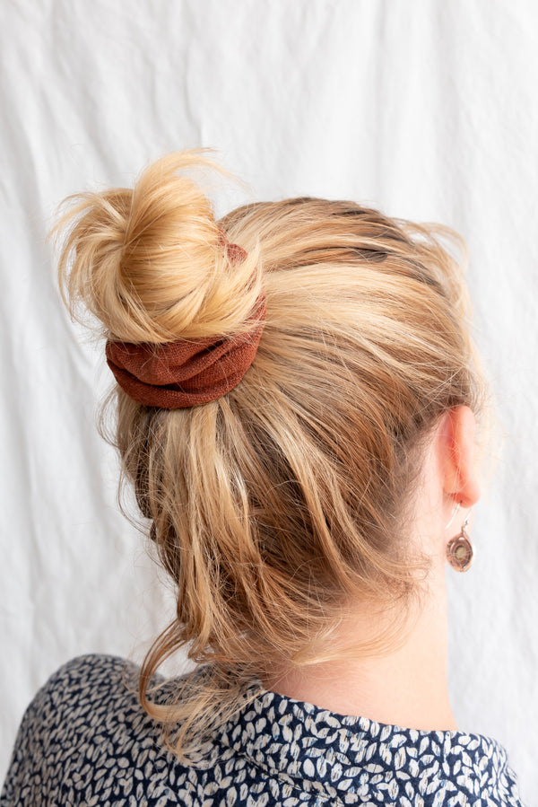 Eco Raw Plant Dyed Raw Silk Scrunchies