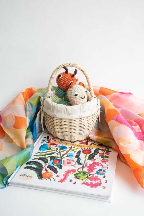 Olli Ella Berry Basket with Floral Lining