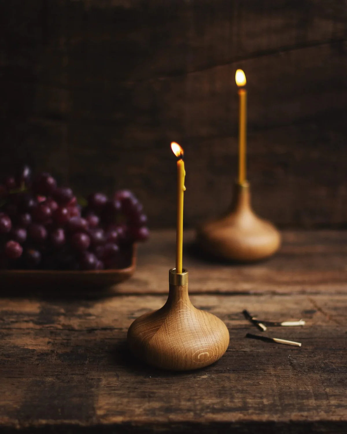 OVO Things オーク キャンドルホルダー 2個セット 木製 ろうそく Ovo Things Oak Candle Holder – Moon and Arrow