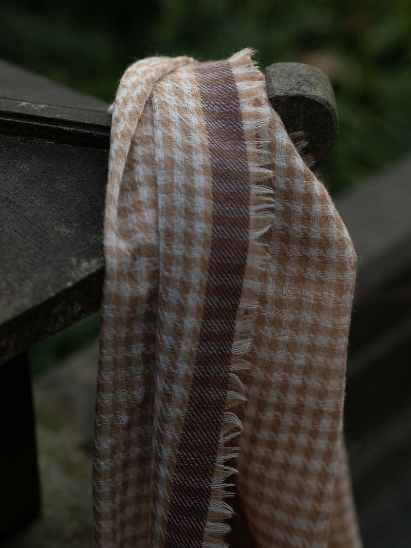 Oats & Rice Lightweight Tawny Houndstooth Scarf