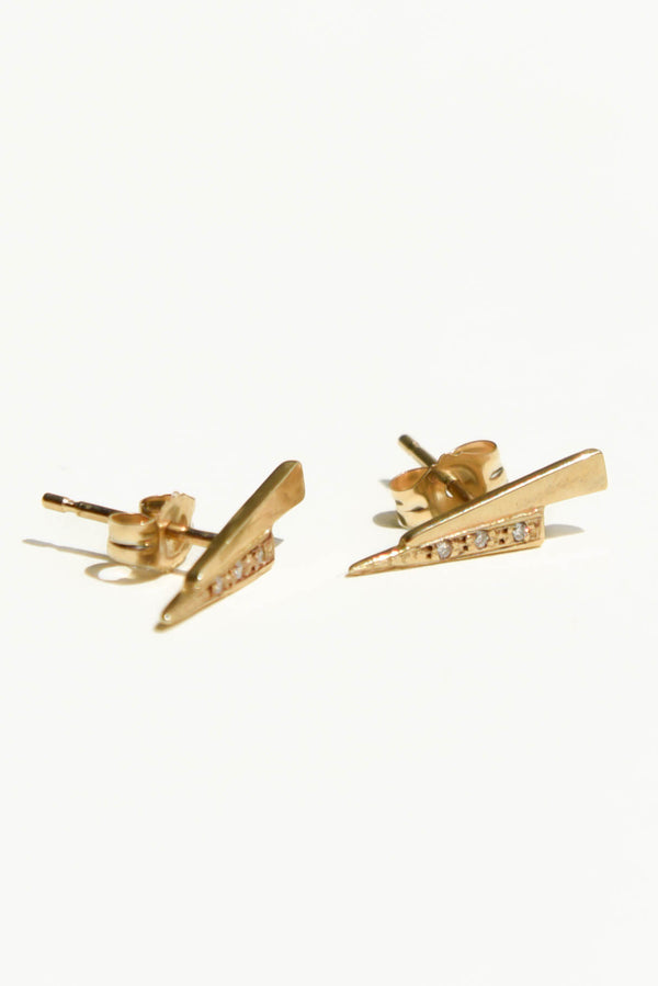 T.Kahres Jewelry gold razor studs with white diamonds