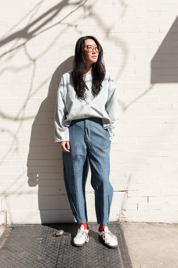 Abeline Easy Woven Shirt in Sage Stripe