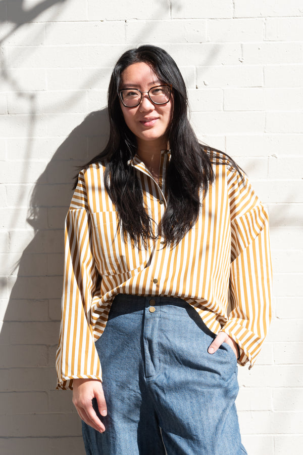 Abeline Easy Woven Shirt in Copper Stripe