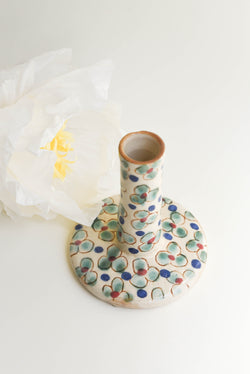 Kiliim Red Daisy Ceramic Candle Holder