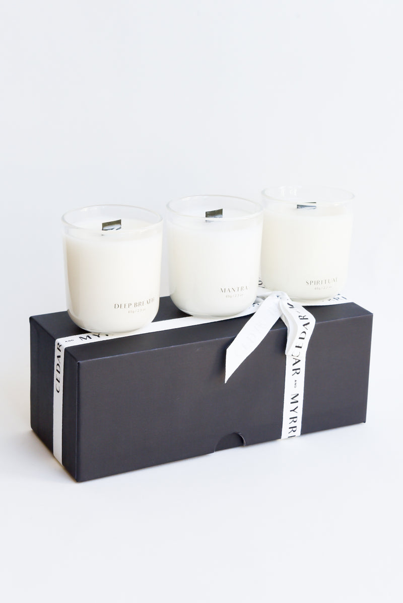 Cedar and Myrrh Mini Wellness Candle Gift Set