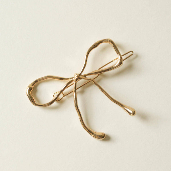 nar'sha - Metal Bow Barrette Hair Clip | Gold