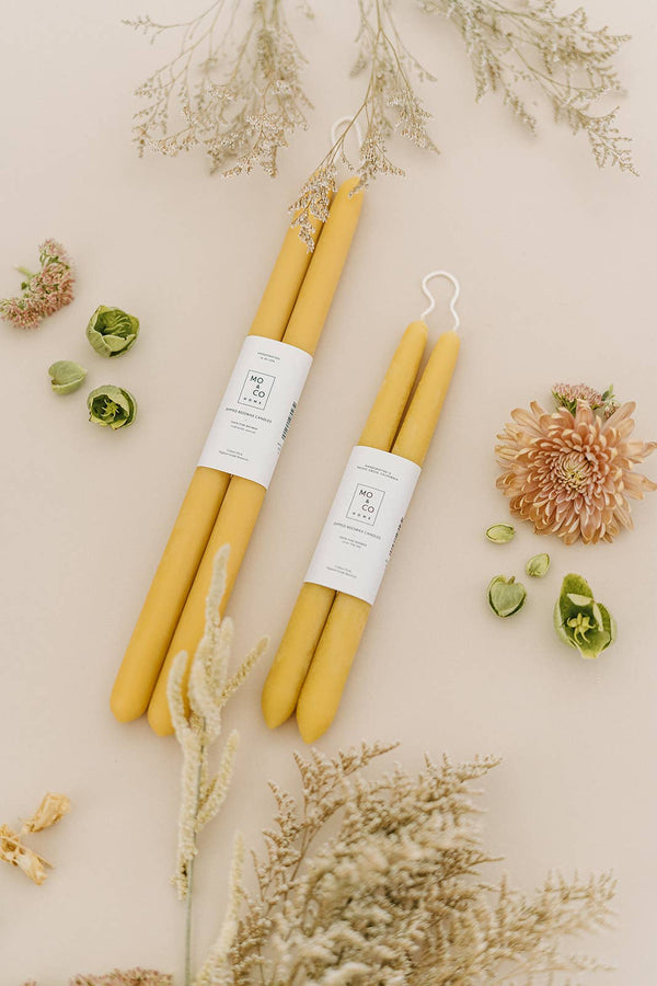 Mo&Co Home - 10" & 14" - 100% Beeswax Dipped Candles | Natural Gold