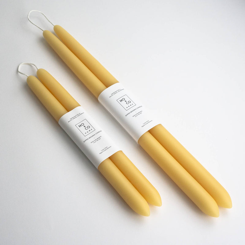 Mo&Co Home - 10" & 14" - 100% Beeswax Dipped Candles | Natural Gold