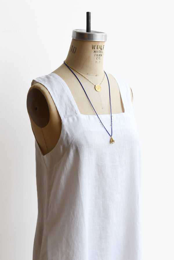 Linen Strap Dress in Salt