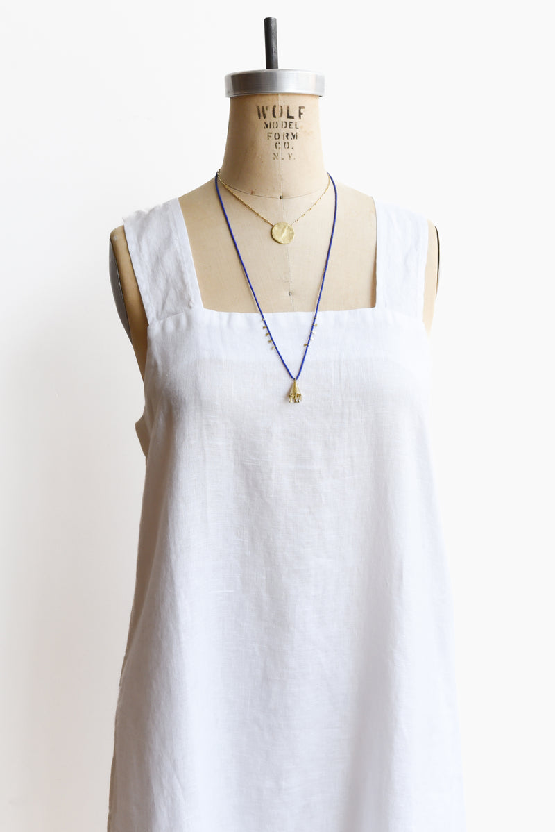 Linen Strap Dress in Salt