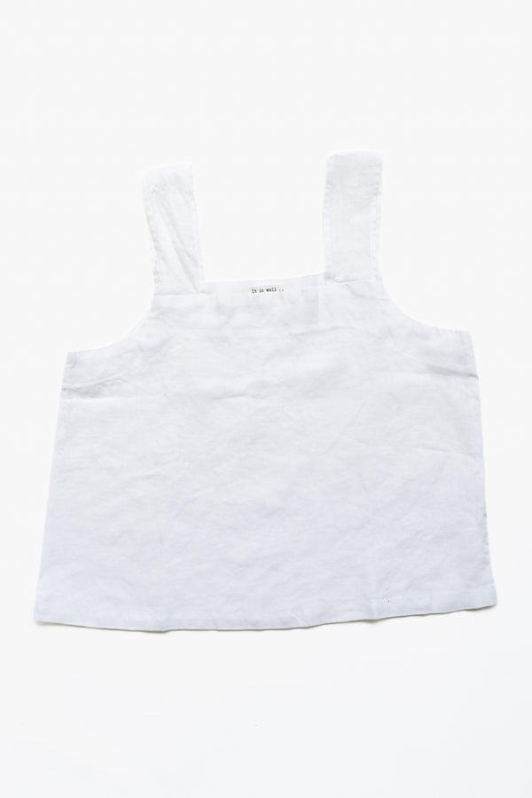 Linen Strap Tank in Salt