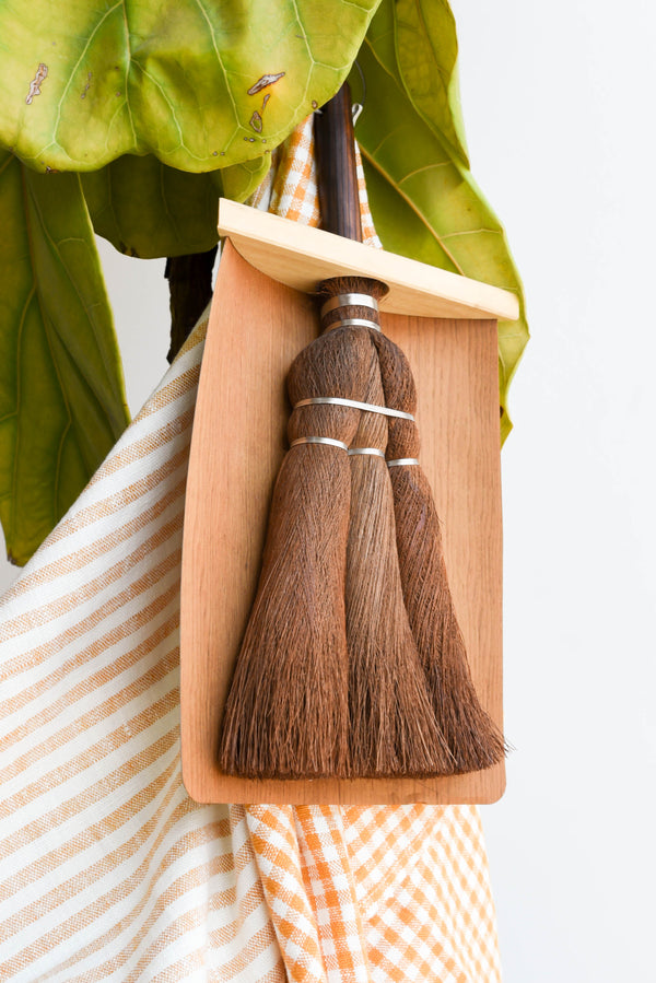 TAWASHI Handy Broom with Japanese Cypress Handle + Dust Pan
