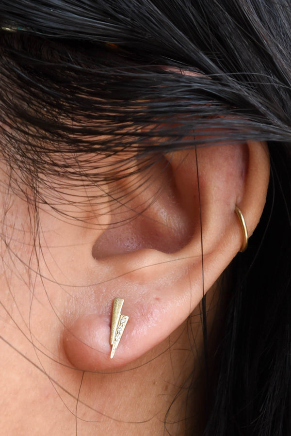 T.Kahres Jewelry gold razor studs with white diamonds