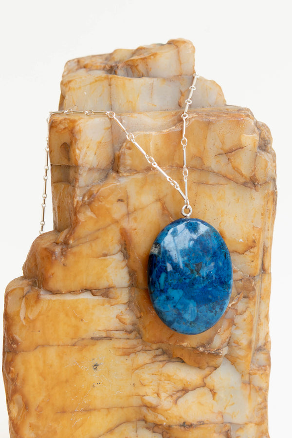 CP vintage Blue stone necklace on sterling silver chain