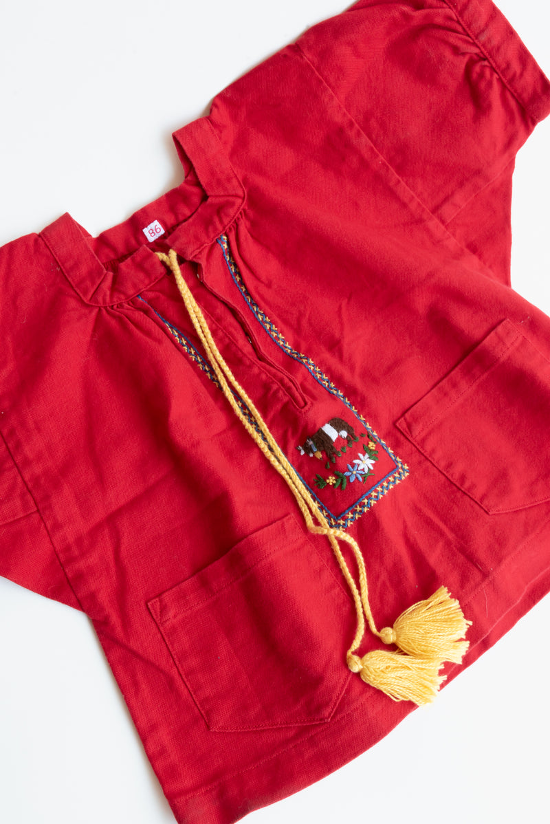 ma40 Guatemalan Red embroidered blouse