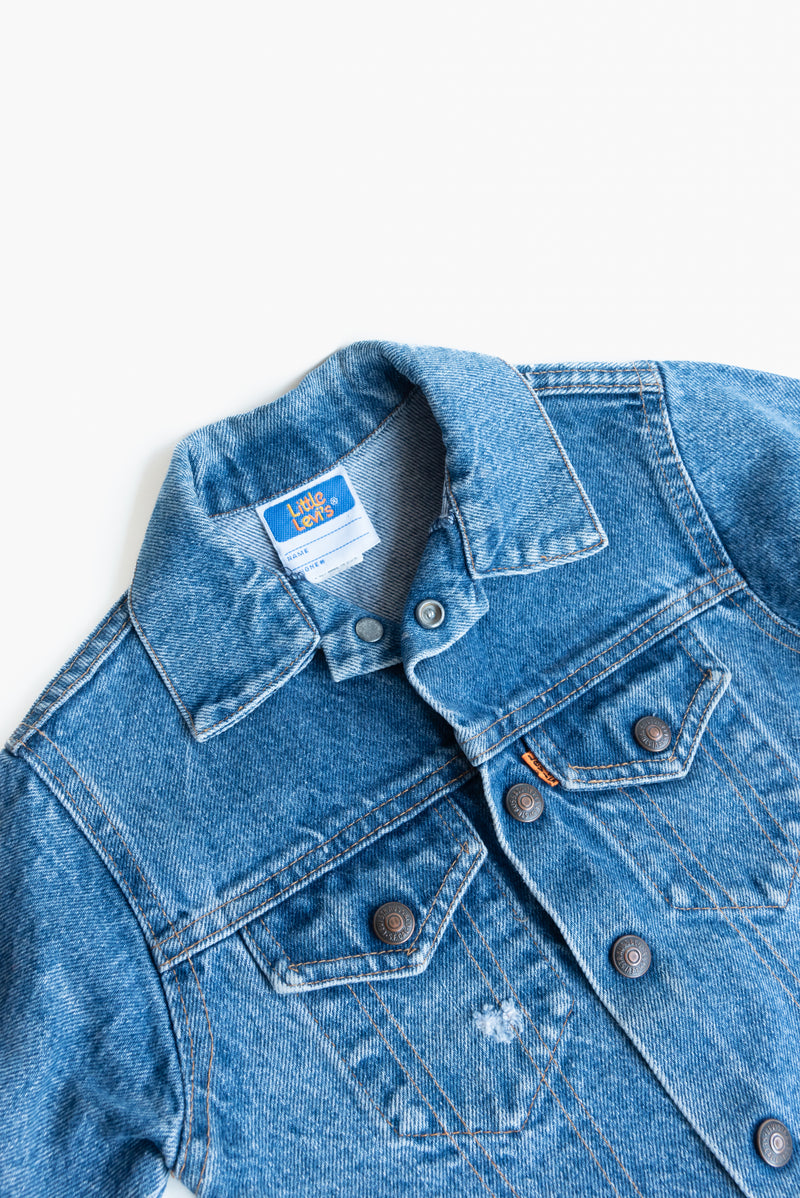 Little Levi Denim Jacket from Gus & Way, showcasing classic Levi’s craftsmanship and vintage style. Perfect for adding a retro touch to children’s fashion.