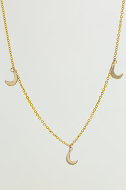 Moon + Arrow 10KT Gold Three Moons Necklace