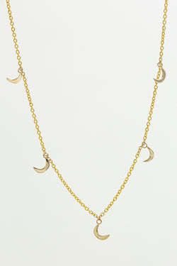 Moon + Arrow 10KT Gold Five Moons Necklace