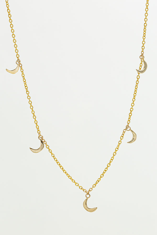Moon + Arrow 10KT Gold Five Moons Necklace