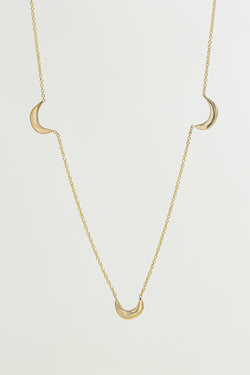 Moon + Arrow 10kt Gold Triple Luna Necklace