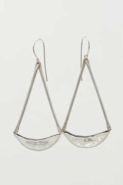 Textured sterling silver dangling crescents earrings