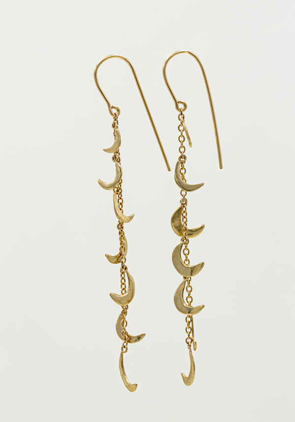 Moon + Arrow 10KT Gold Chandelier Earrings