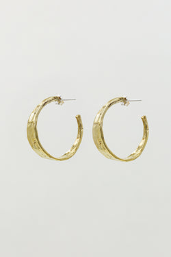 Moon + Arrow Textured Brass Hoops