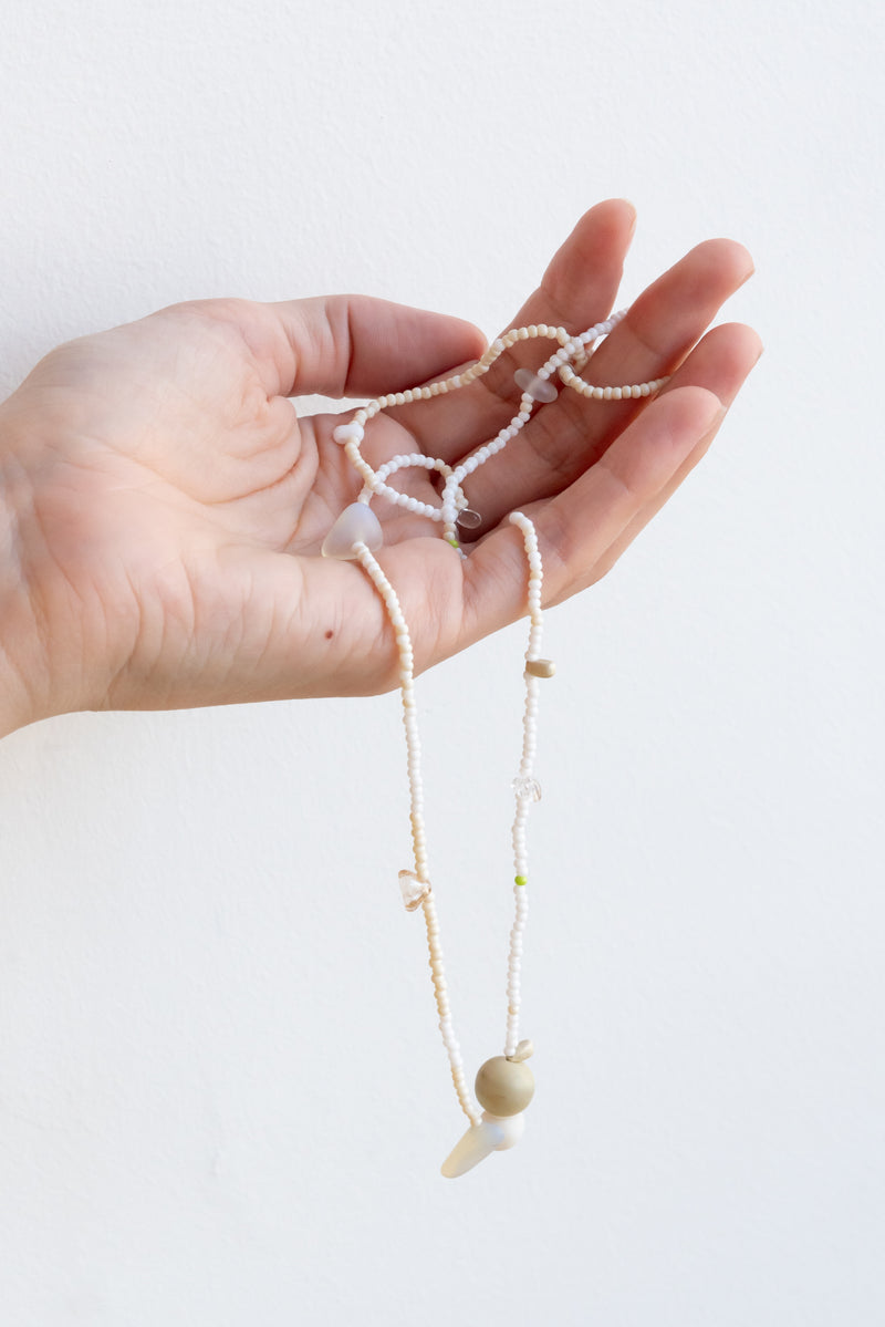 Fond Jewelry White Necklace with Stone and Sea Glass Pendant