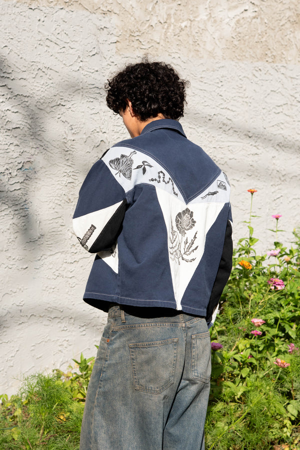 Ondo Blue, black, white patchwork jacket
