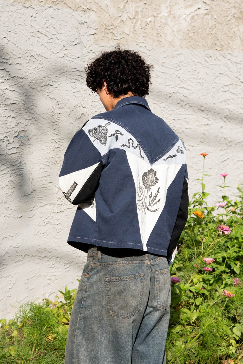 Ondo Blue, black, white patchwork jacket
