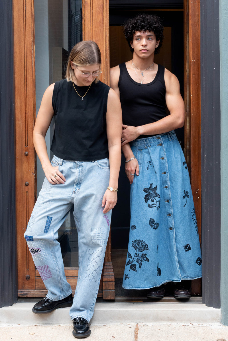 Ondo Long Jean Skirt