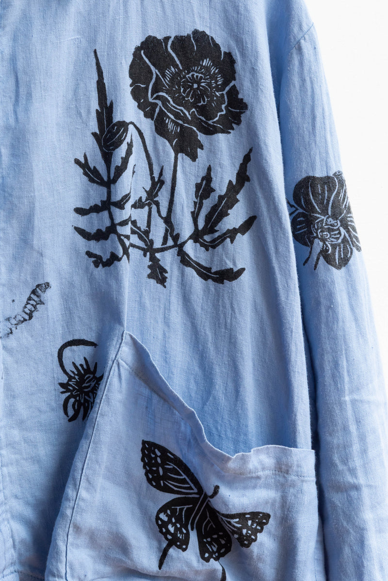 Ondo blue linen button up shirt