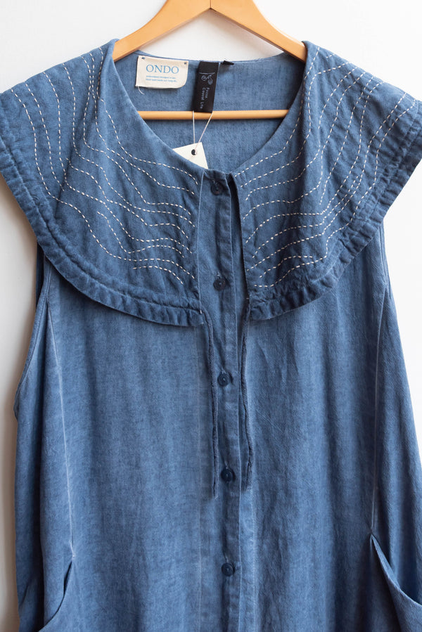 Ondo Blue Button Tunic XL