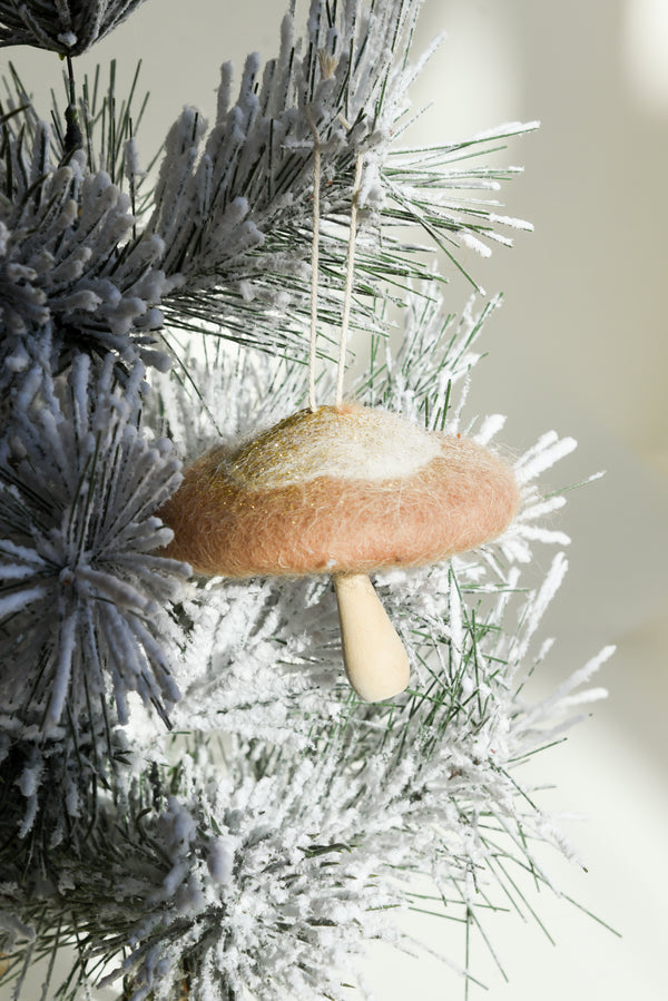 Indaba Trading Felt Mushroom Ornament Brown