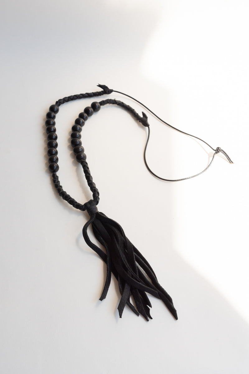 Wooden Beaded Necklace in Black