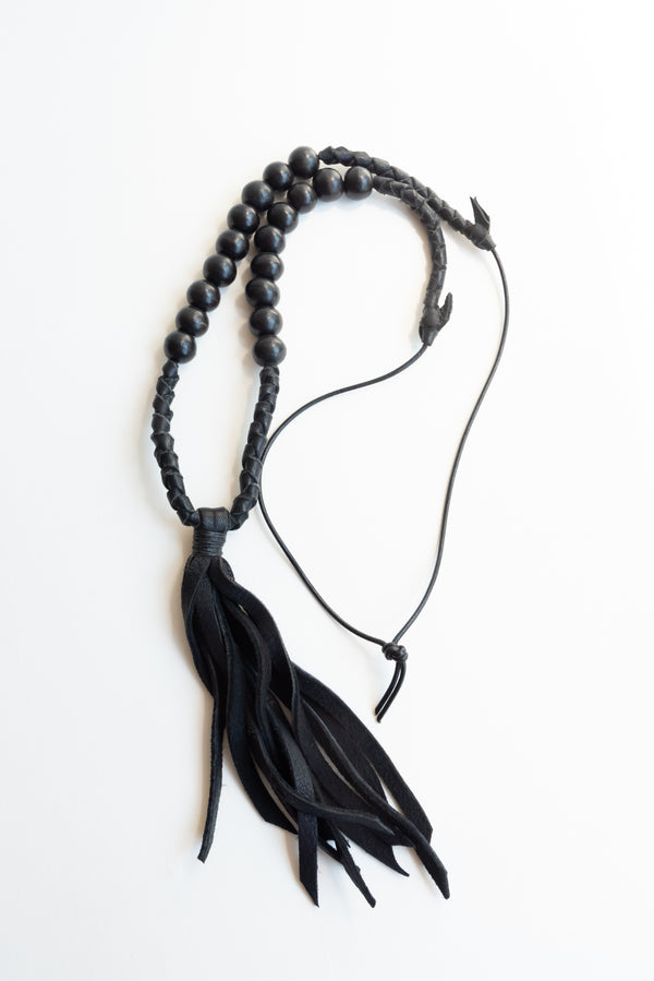 Wooden Beaded Necklace in Black